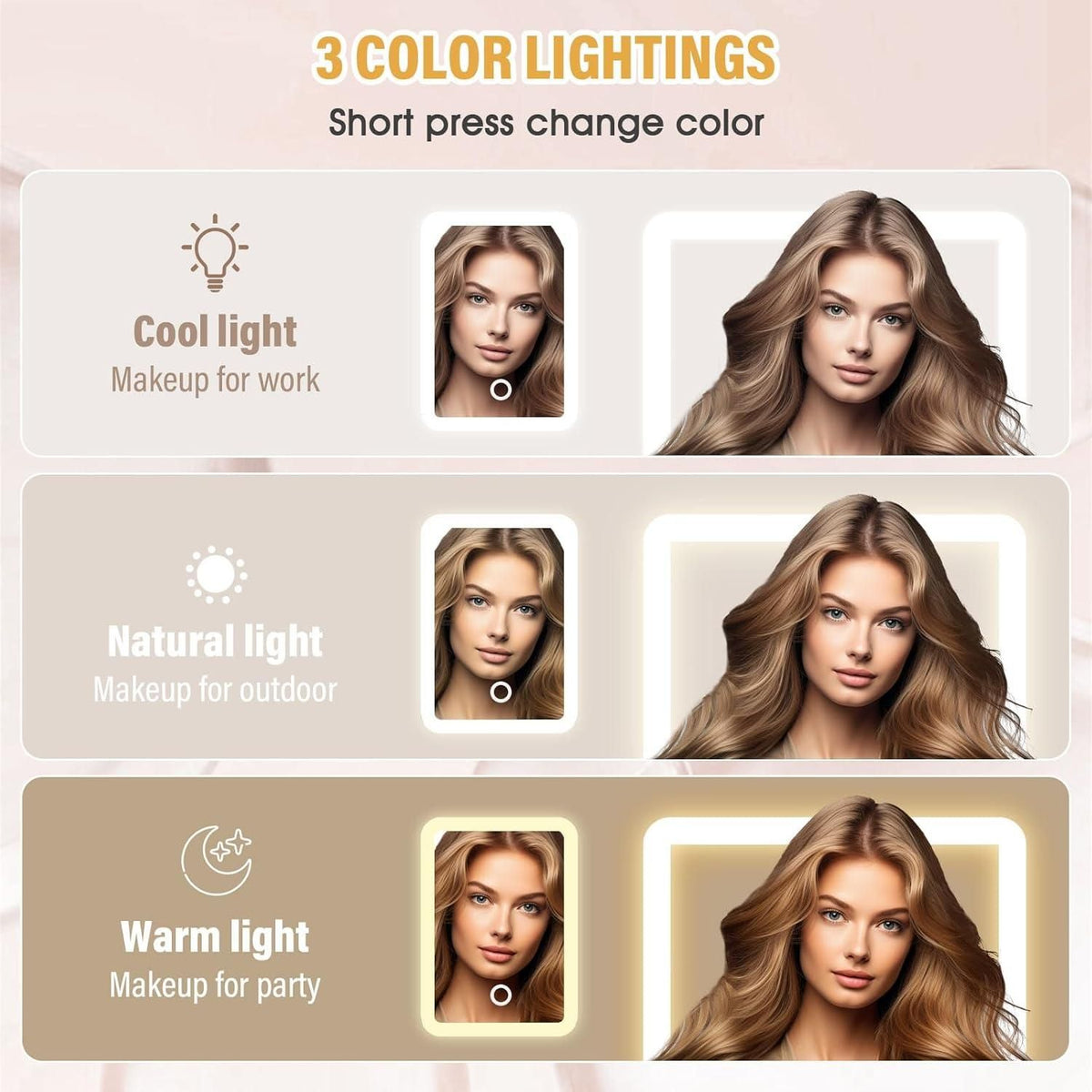 White Jewelry Organizer Box with LED Mirror